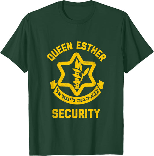 Queen Esther Security Funny Purim Costume IDF Tzahal Israel T-Shirt - T-Shirt | Forest