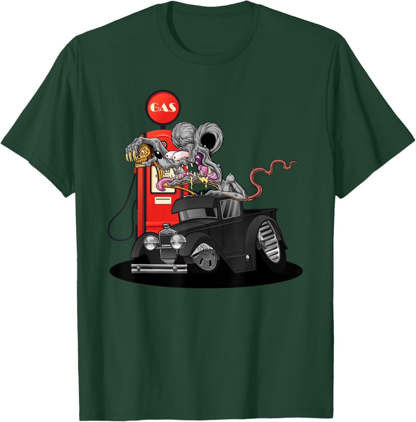 DigiRods Rat Rod Racer Gas Stop 1930s Hot Rod Truck Cartoon T-Shirt - T-Shirt | Forest