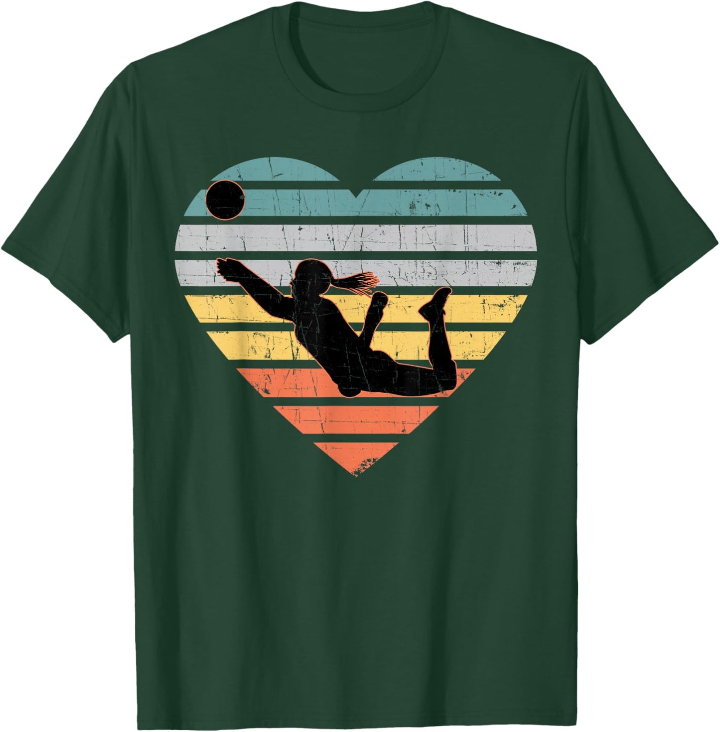 Volleyball Gifts for Teen Girls Retro Vintage Heart T-Shirt - T-Shirt | Forest
