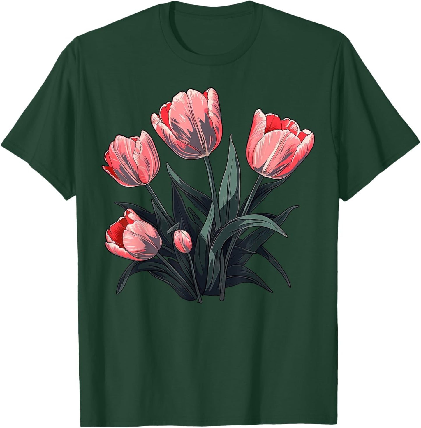 Vintage Tulip Flower on Tulip T-Shirt - T-Shirt | Forest