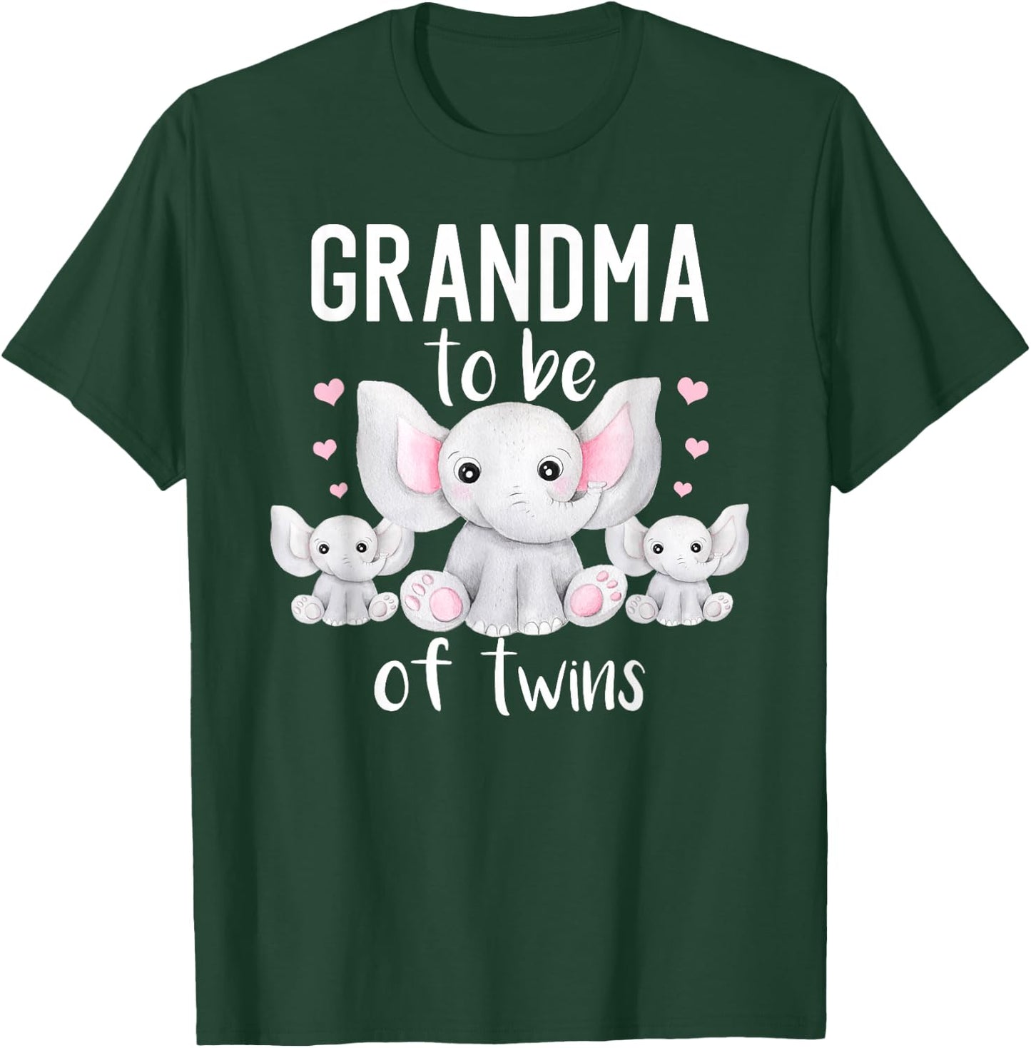 Grandma To Be Of Twins Elephant Baby Shower Twin Grandma T-Shirt - T-Shirt | Forest