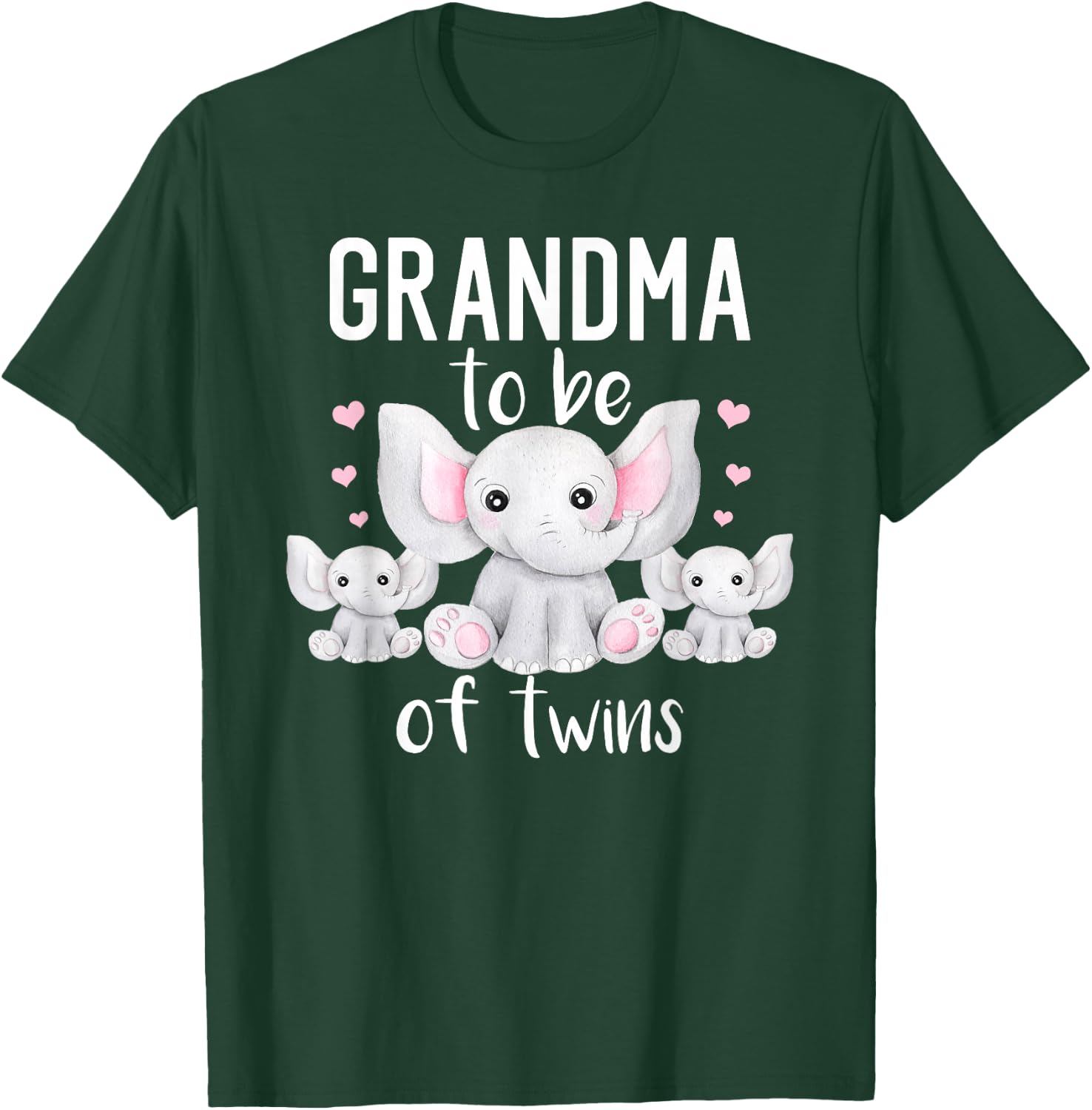 Grandma To Be Of Twins Elephant Baby Shower Twin Grandma T-Shirt - T-Shirt | Forest