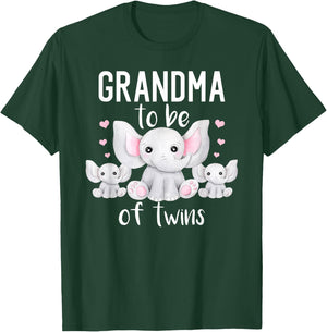 Grandma To Be Of Twins Elephant Baby Shower Twin Grandma T-Shirt - T-Shirt | Forest