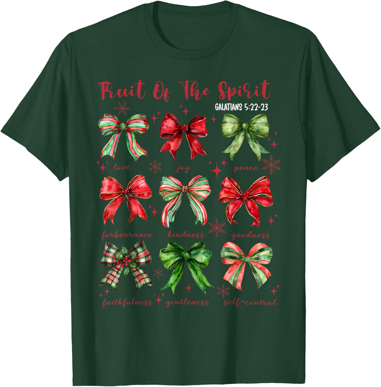 Coquette Bow Fruit Of The Spirit Christmas Jesus Christian T-Shirt - T-Shirt | Forest