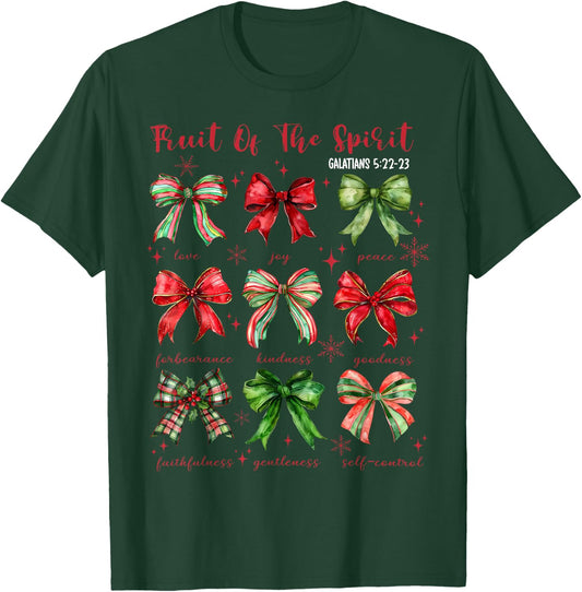 Coquette Bow Fruit Of The Spirit Christmas Jesus Christian T-Shirt - T-Shirt | Forest