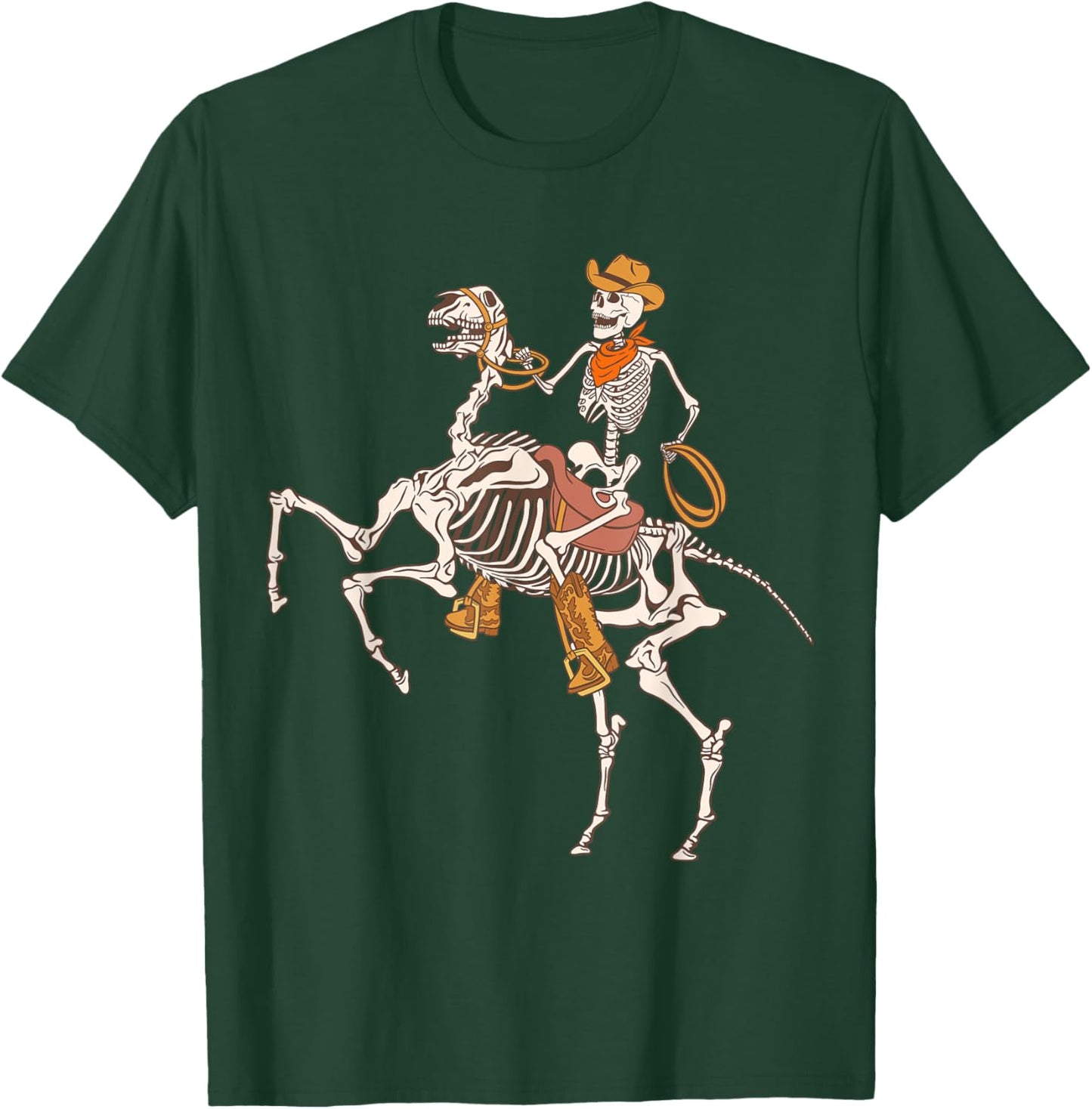 Cowboy Skeleton Riding Horse Funny Halloween Cowgirl Cowboy T-Shirt - T-Shirt | Forest