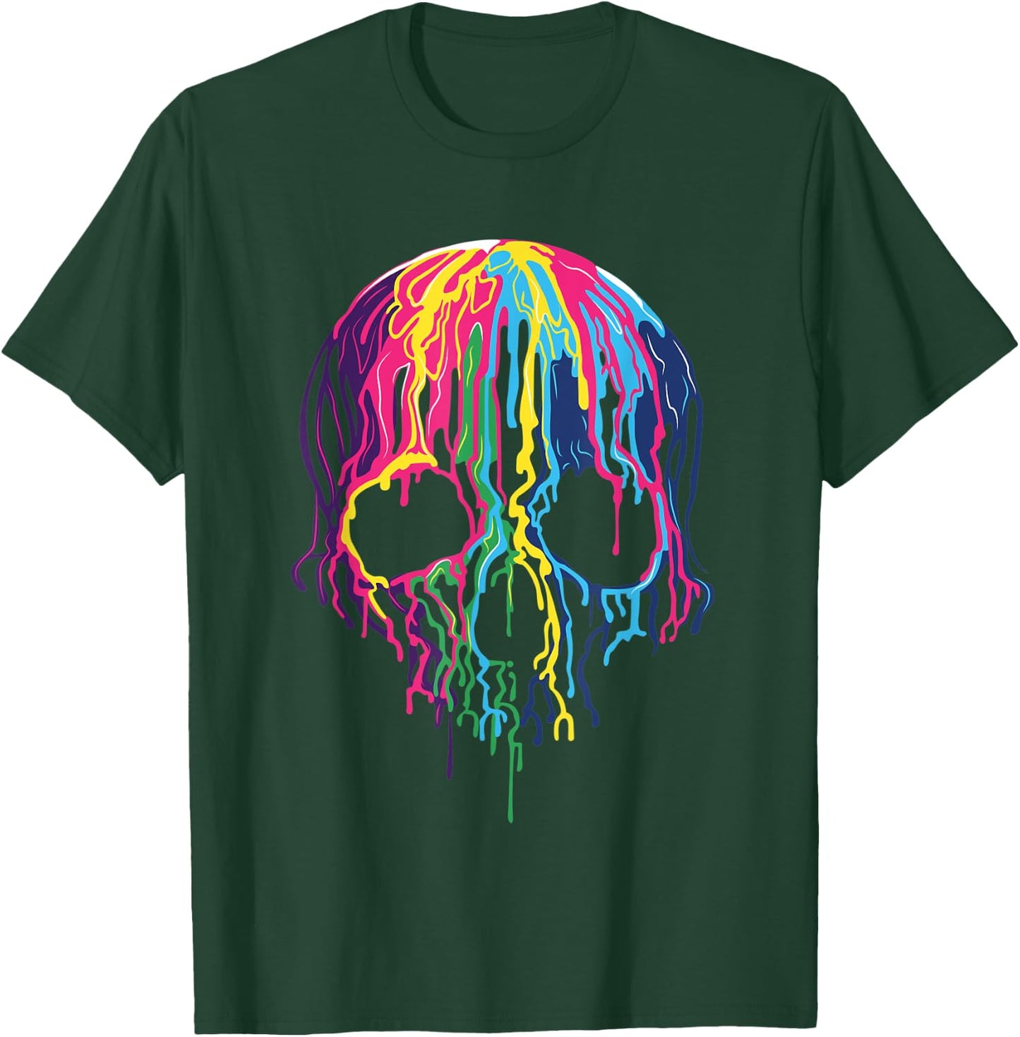 Colorful Melting Rainbow Skull Art Graphic Halloween Gift T-Shirt - T-Shirt | Forest