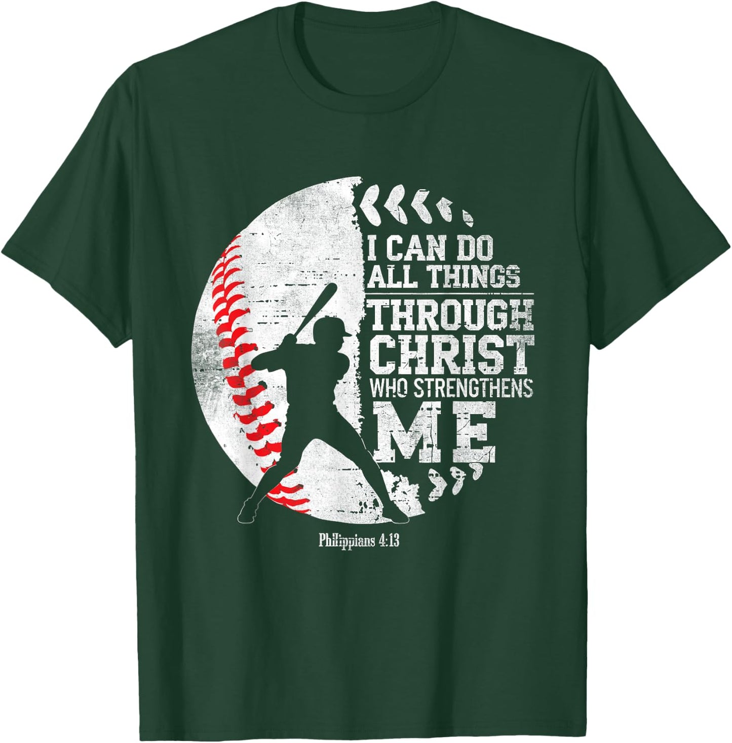 Christian Baseball I Can Do All Things Religious Faith T-Shirt - T-Shirt | Forest
