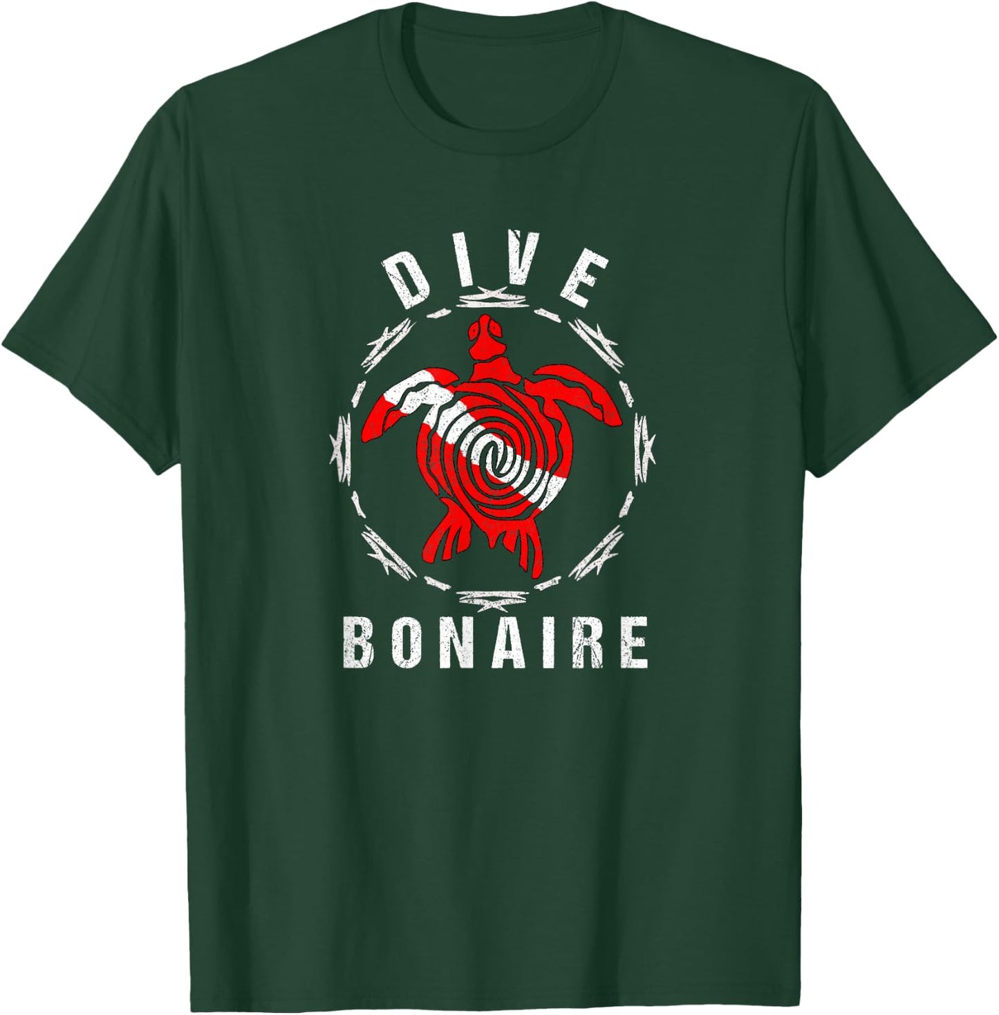 Dive Bonaire Vintage Tribal Turtle Gift T-Shirt - T-Shirt | Forest