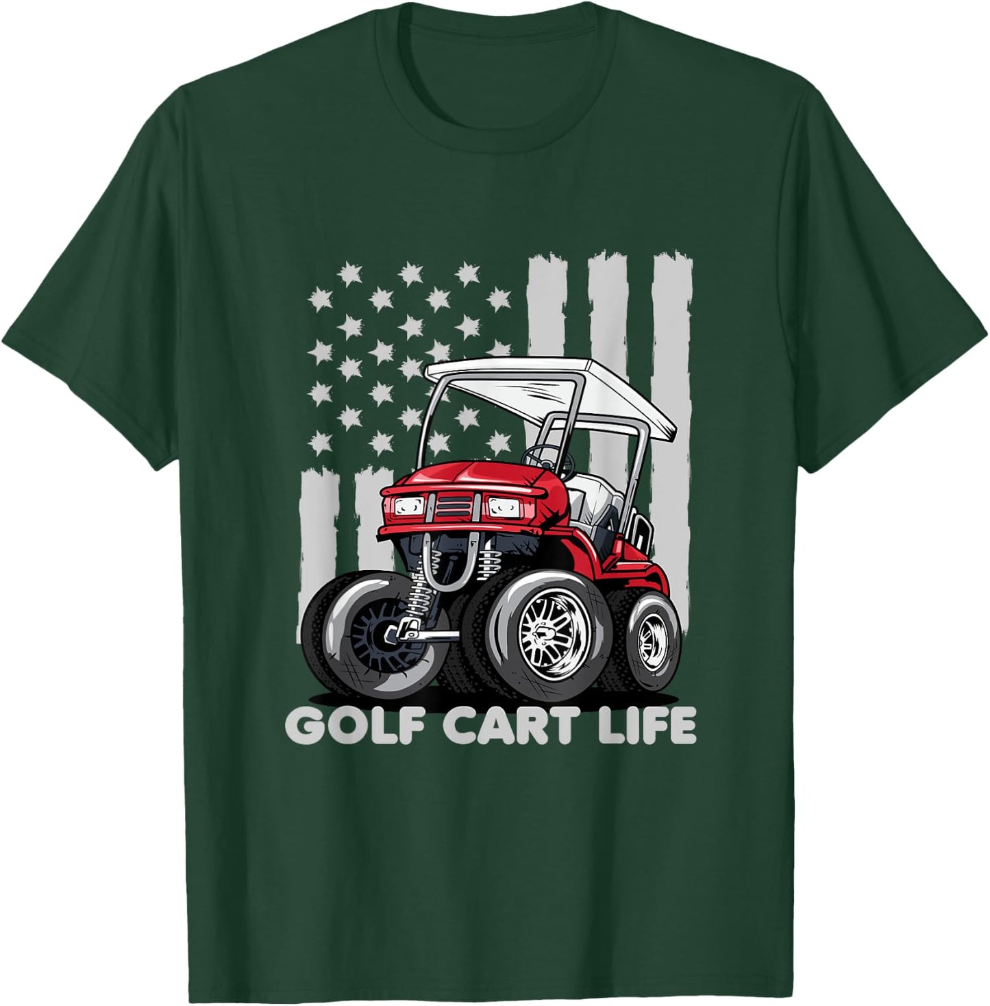 Golf Cart Life Funny Golf Cart with USA Flag Men T-Shirt - T-Shirt | Forest