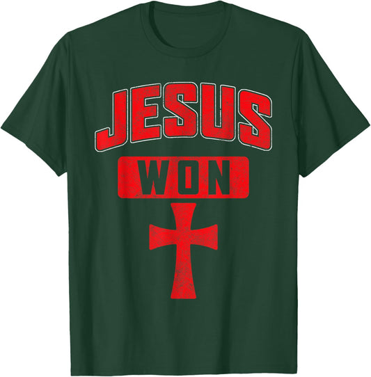 Jesus Won Cross Jesus Christian Faith Religious Women Men T-Shirt - T-Shirt | Forest