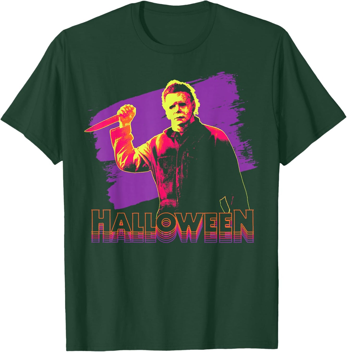 Halloween Michael Myers Neon Portrait Small T-Shirt - T-Shirt | Forest