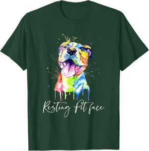 Resting Pit Face Pitbull Watercolor Dog Lovers Gift T-Shirt - T-Shirt | Forest