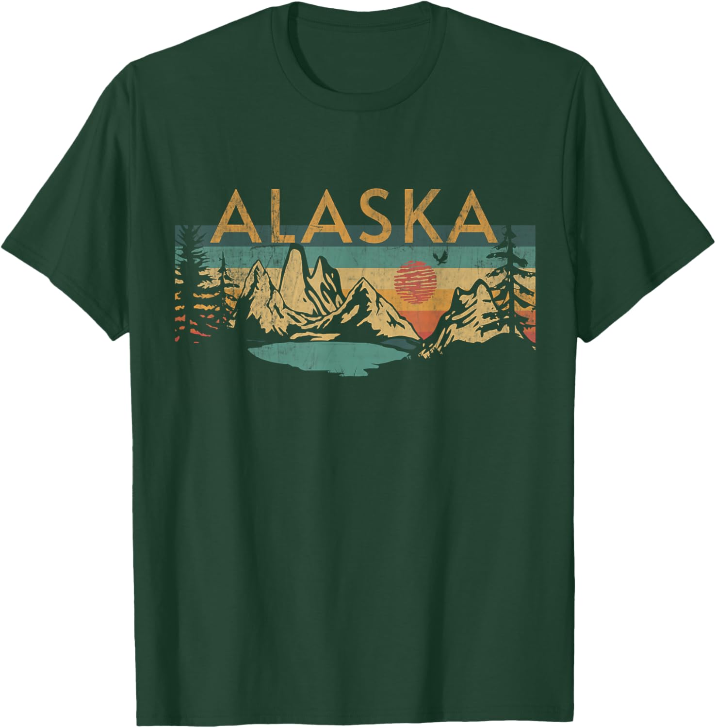Alaska USA Outdoor Vintage Alaska Nature Hiking Blue Medium T-Shirt - T-Shirt | Forest
