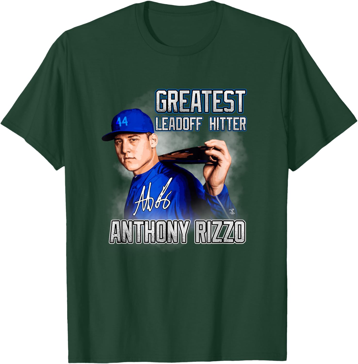 FanPrint Anthony Rizzo Greatest Leadoff Hitter - Blue, Men's, Adult, , Short Sleeve, Classic Fit, , Modern, Baseball Player T-Shirt - T-Shirt | Forest