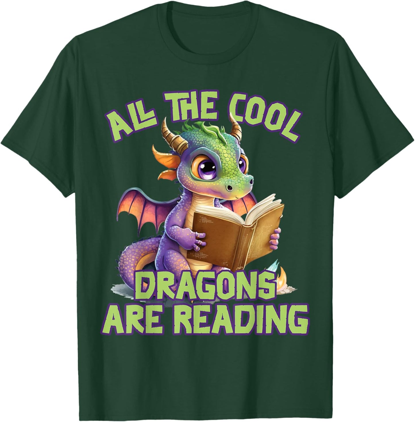 All The Cool Dragons Are Reading Dragon Teacher T-Shirt - T-Shirt | Forest