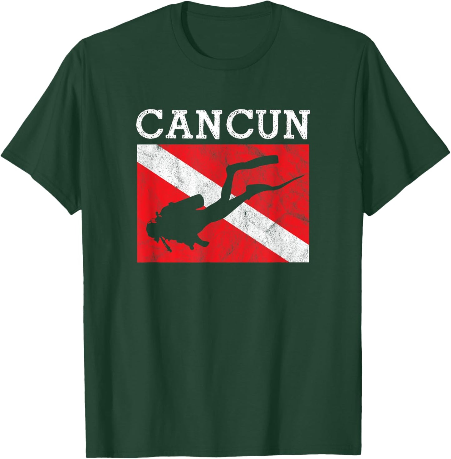 Vintage Cancun Mexico Scuba Dive Flag Vacation Souvenir T-Shirt - T-Shirt | Forest