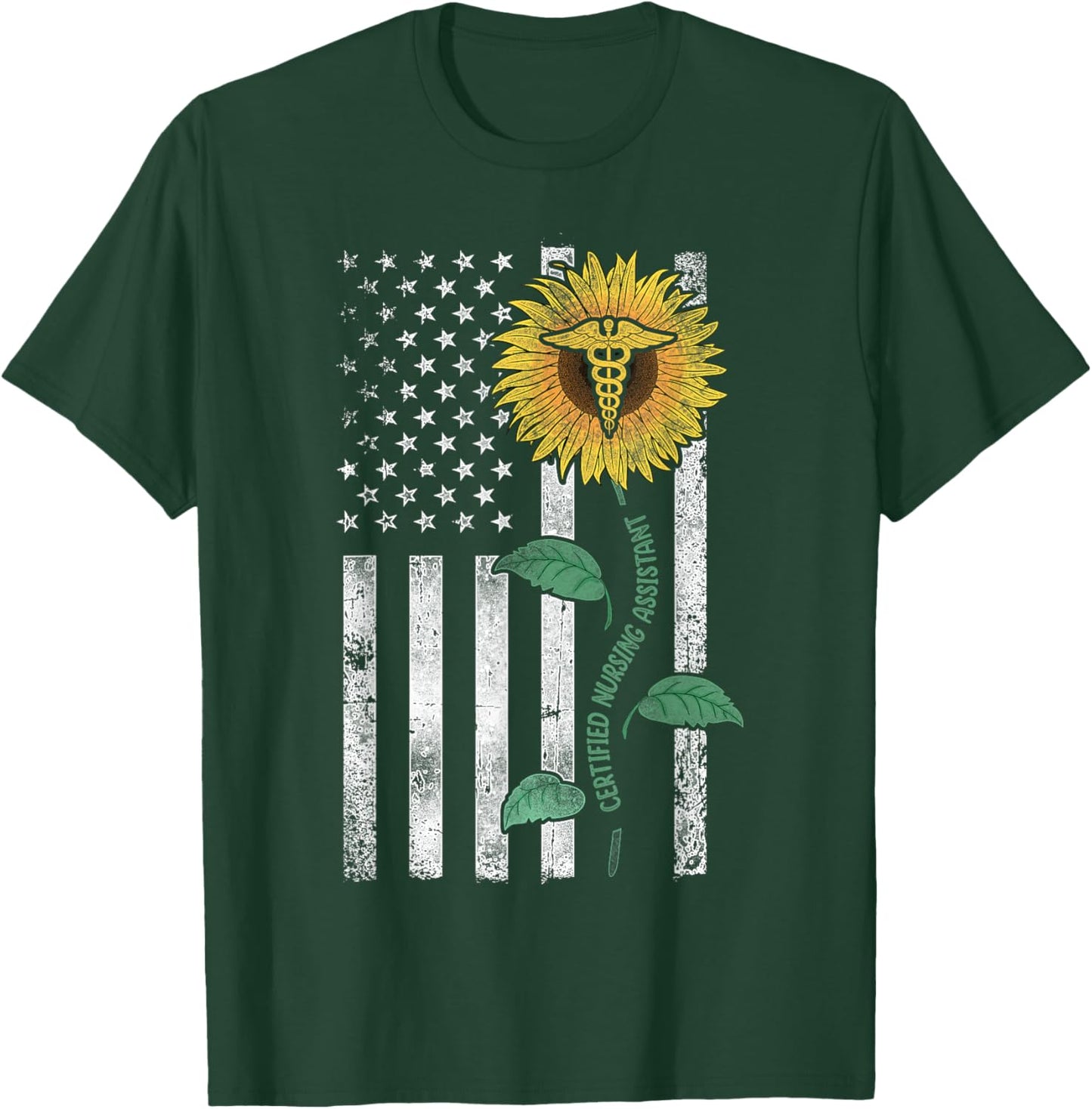 CNA Nurse Certified Nursing Assistant American Flag Women Kids Men T-Shirt - T-Shirt | Forest