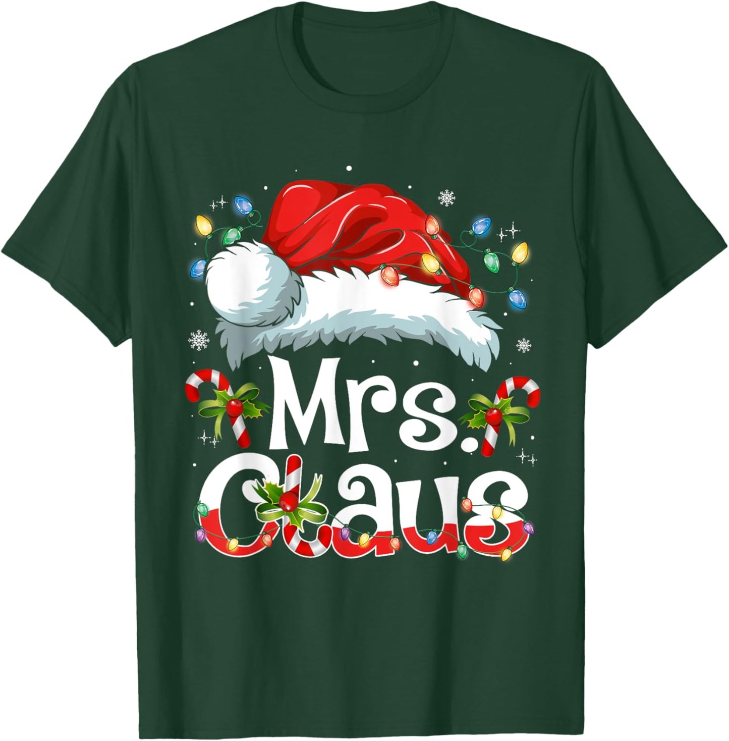 Mr and Mrs Claus Couples Matching Christmas Pajamas Santa T-Shirt - T-Shirt | Forest