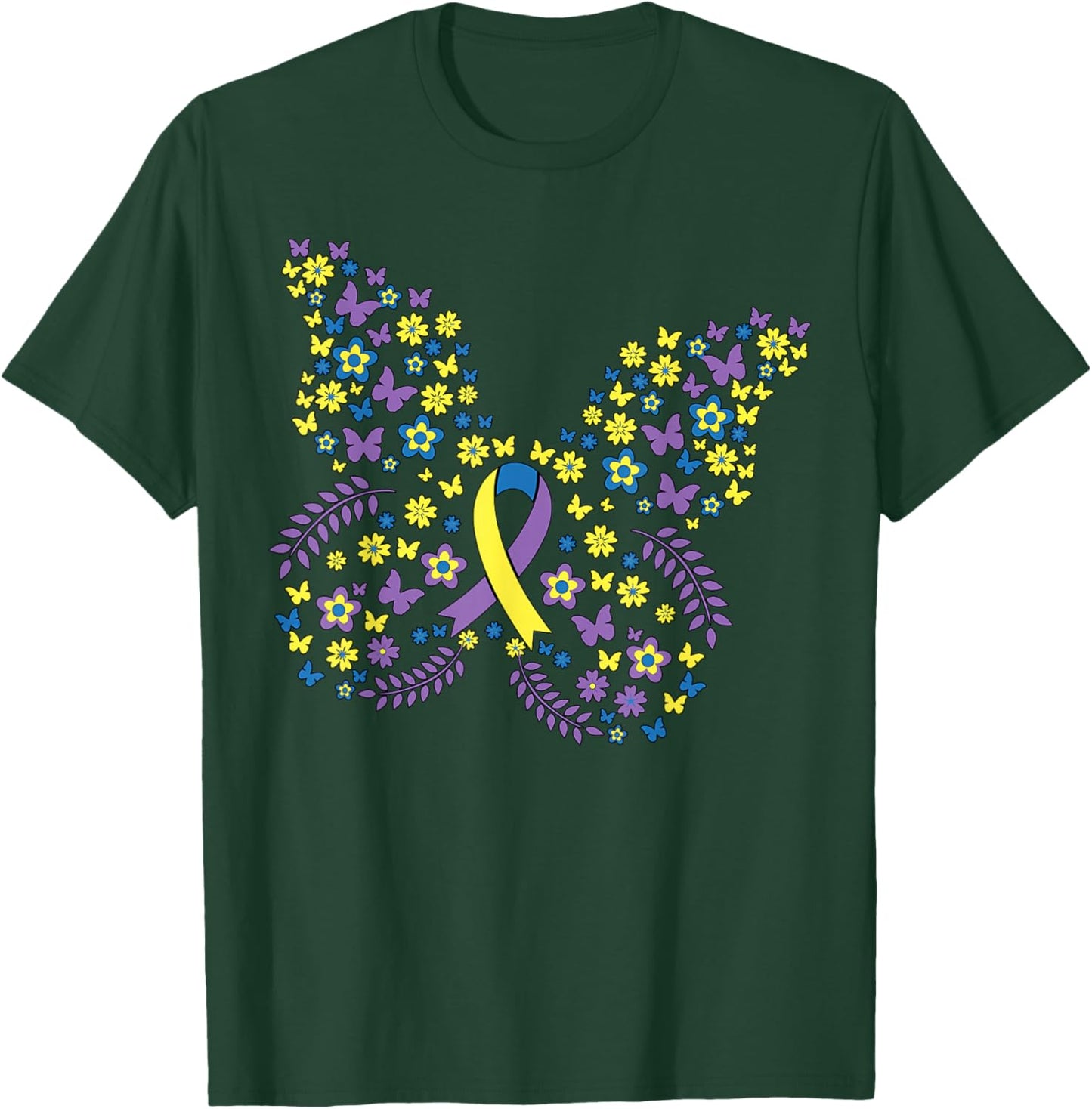 Butterfly Bladder Cancer Awareness Survivor Ribbon T-Shirt - T-Shirt | Forest