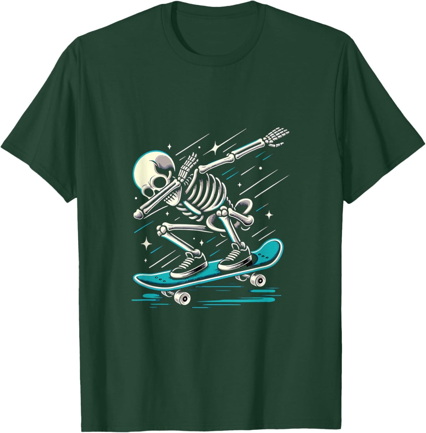 Dabbing Skeleton Skater skateboard lover T-Shirt - T-Shirt | Forest