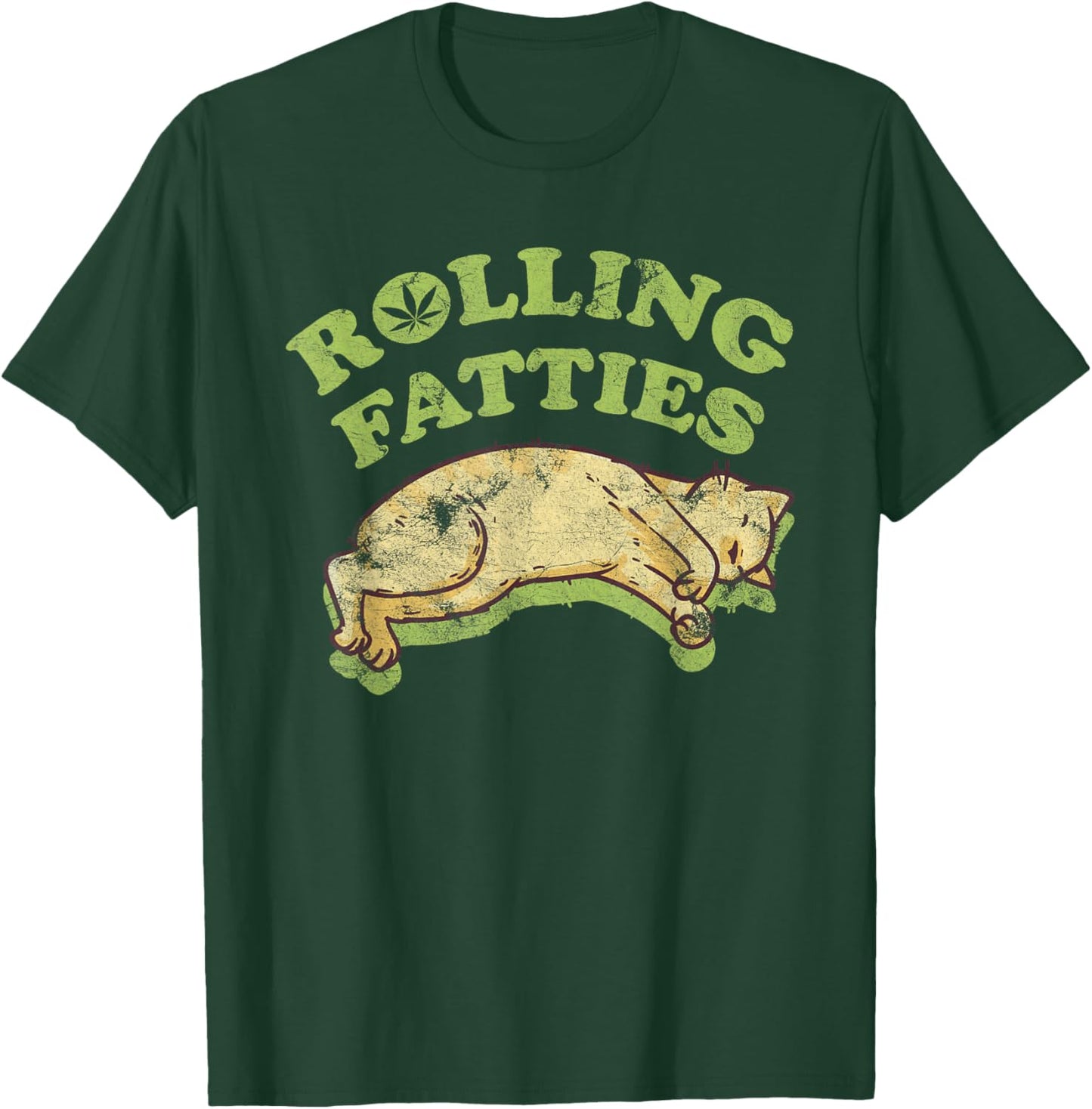 Rolling Fatties Adorable Cat Feline Weed Kitten Women T-Shirt - T-Shirt | Forest