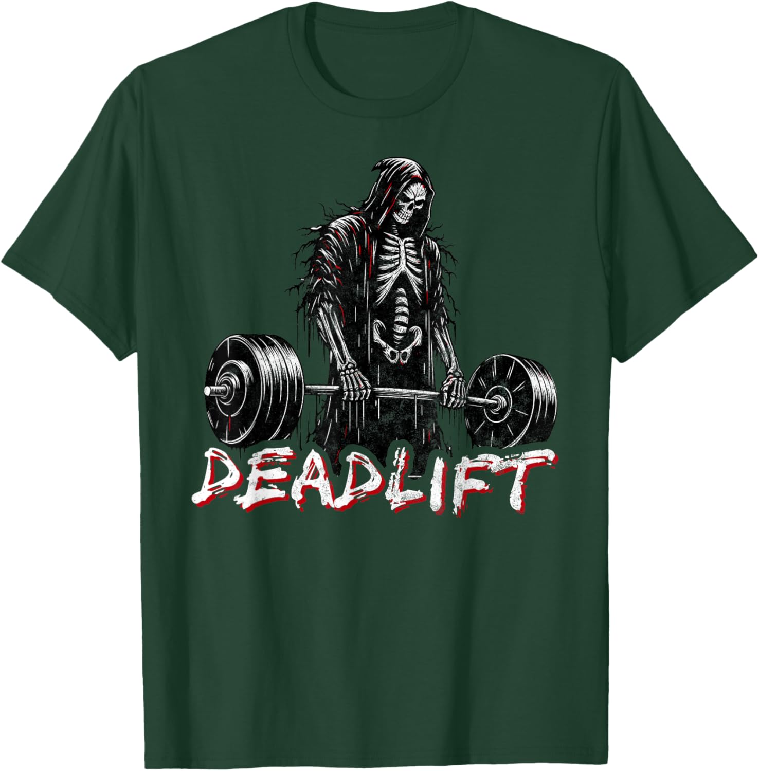 Deadlift Skeleton Halloween Gym Jokes Weightlifting Workout T-Shirt - T-Shirt | Forest