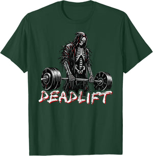 Deadlift Skeleton Halloween Gym Jokes Weightlifting Workout T-Shirt - T-Shirt | Forest