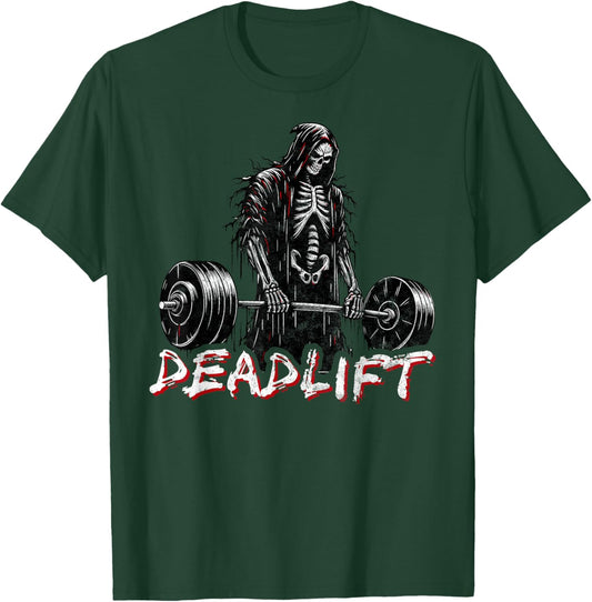 Deadlift Skeleton Halloween Gym Jokes Weightlifting Workout T-Shirt - T-Shirt | Forest
