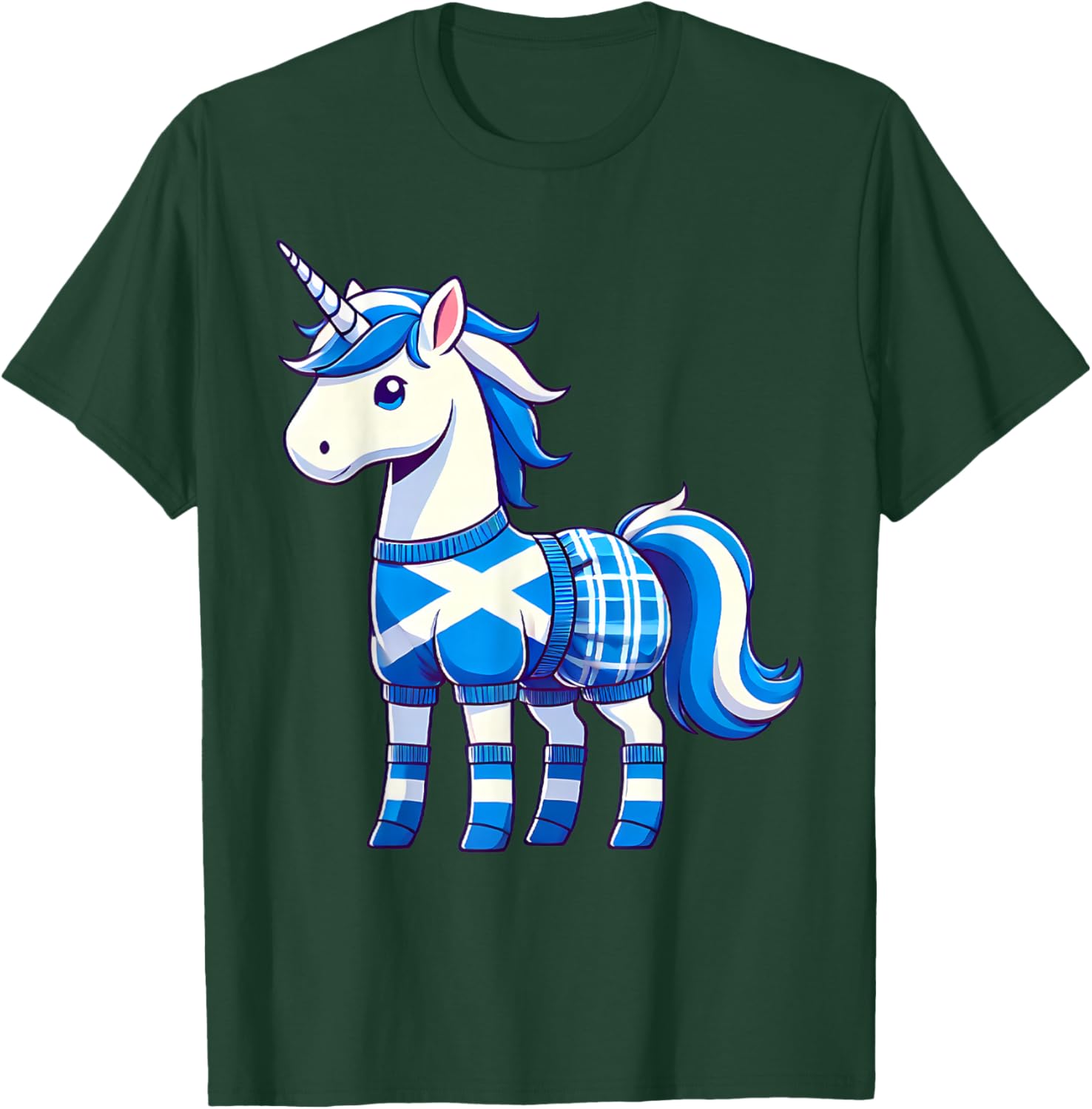Scottish Unicorn Lover Scotland Flag T-Shirt - T-Shirt | Forest