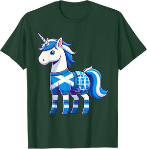 Scottish Unicorn Lover Scotland Flag T-Shirt - T-Shirt | Forest