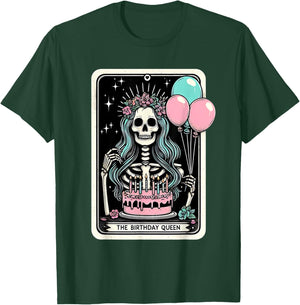 Birthday Queen Tarot Card Cute Gothic Skeleton Women Girls T-Shirt - T-Shirt | Forest