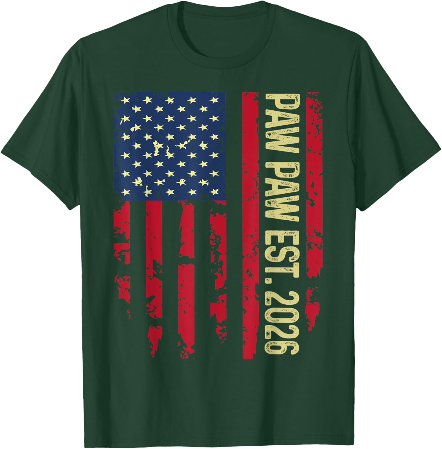 Promoted to Paw Paw Est 2026 Retro American flag T-Shirt - T-Shirt | Forest