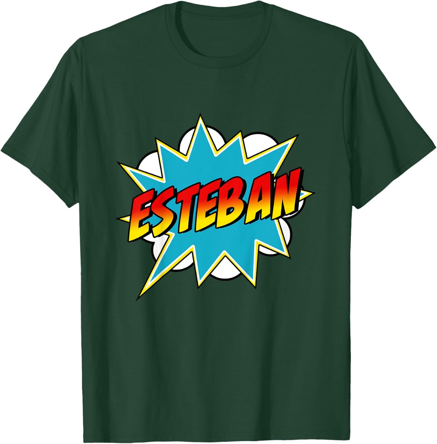 Kids Boys Esteban Name Superhero Comic Book T-Shirt - T-Shirt | Forest