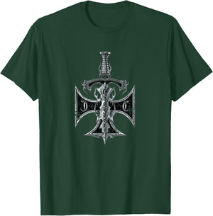 Choppers Dagger Iron Cross Cool Vintage Biker T-Shirt - T-Shirt | Forest