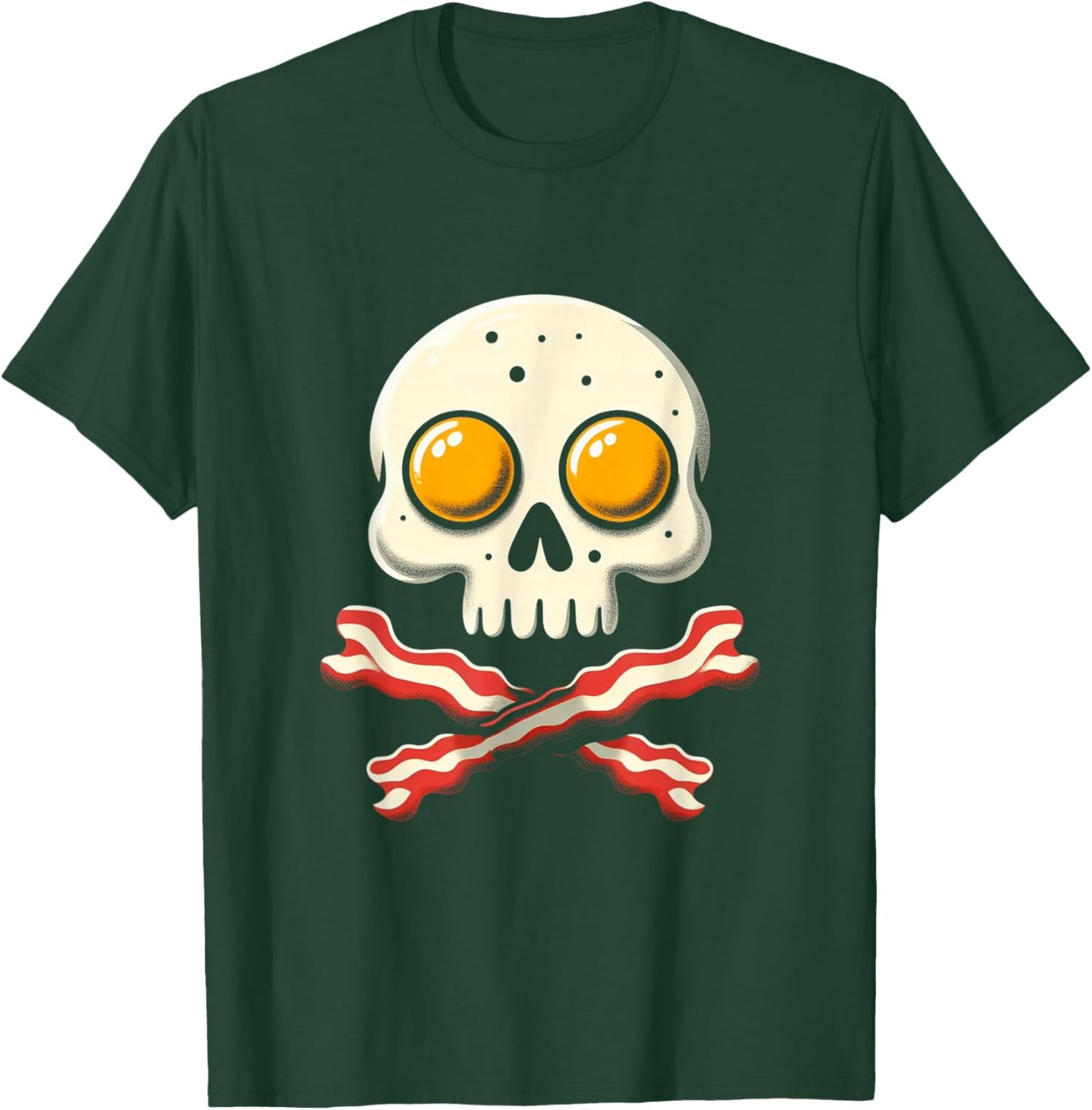 Breakfast Eggs Skull - Bacon & Egg Crossbones T-Shirt - T-Shirt | Forest