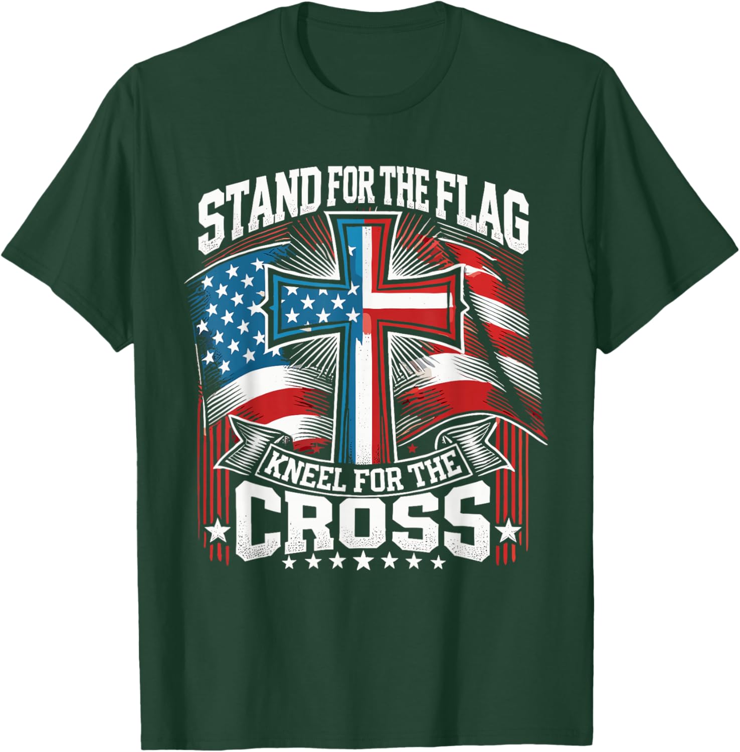 USA Flag Religious Quote 4th of July Christian Faith T-Shirt - T-Shirt | Forest