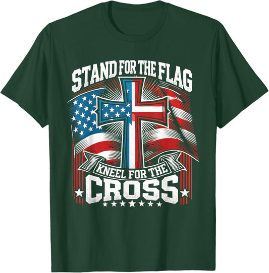 USA Flag Religious Quote 4th of July Christian Faith T-Shirt - T-Shirt | Forest