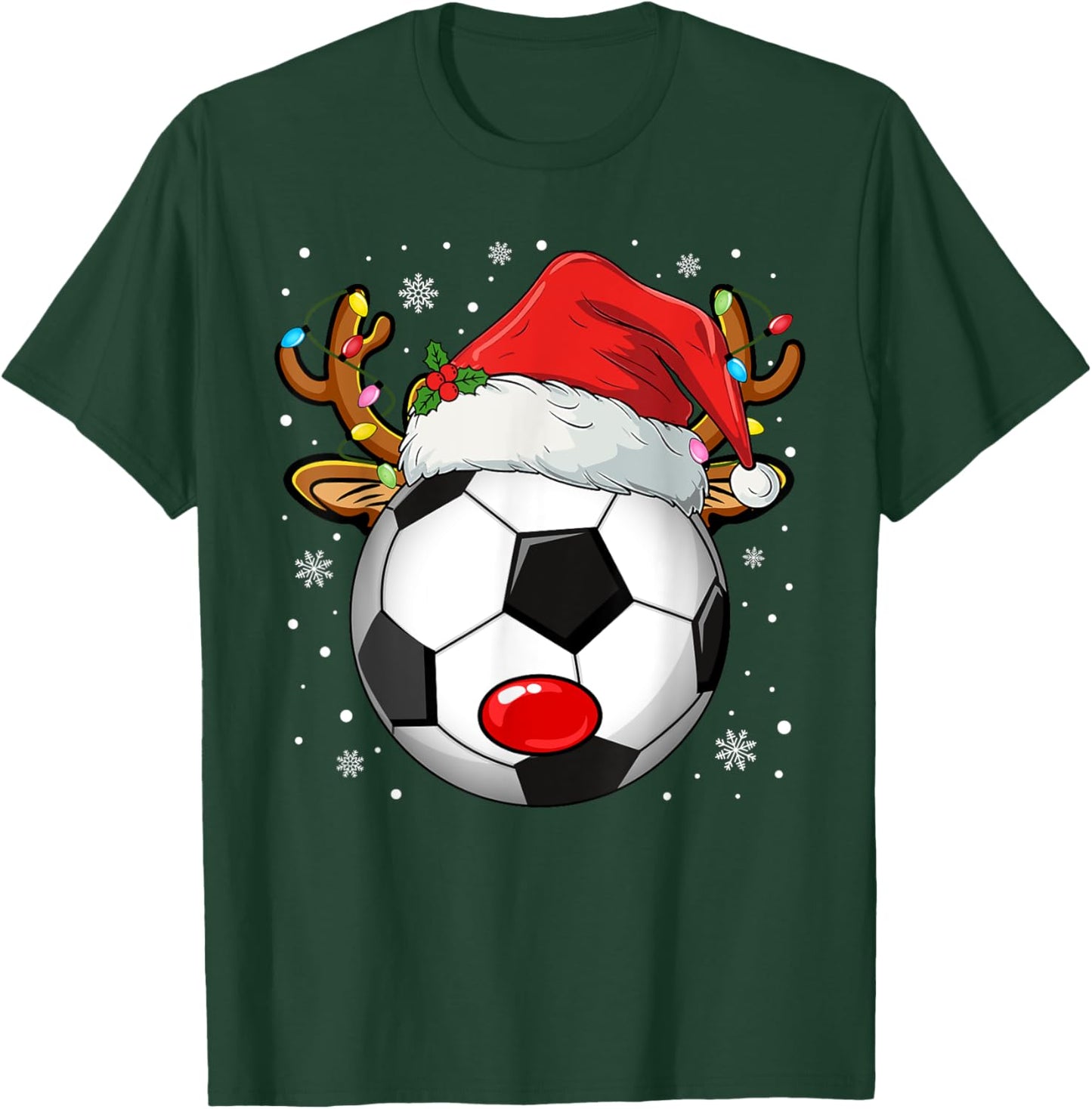 Christmas Reindeer Face Soccer Christmas Men Women Kid T-Shirt - T-Shirt | Forest