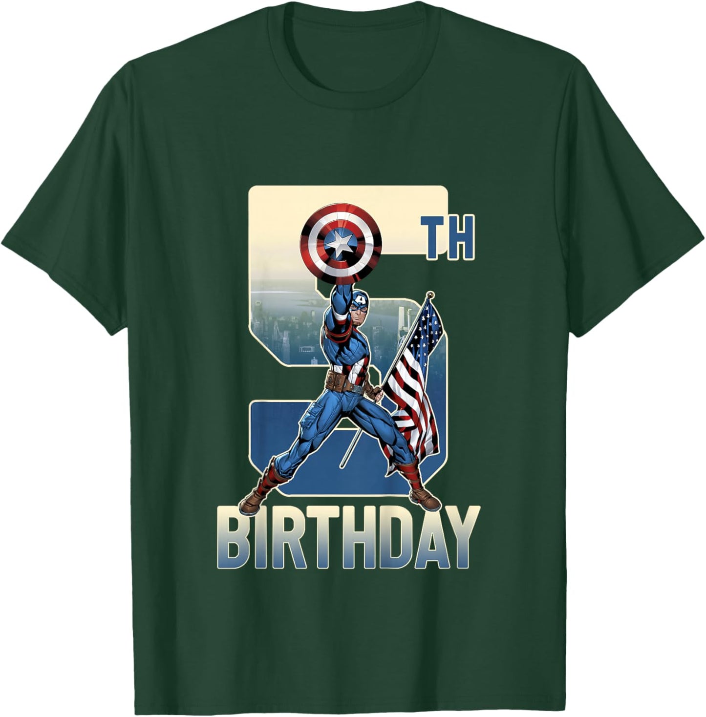 Kids Marvel Avengers Classic Captain America Epic 5th Birthday T-Shirt - T-Shirt | Forest