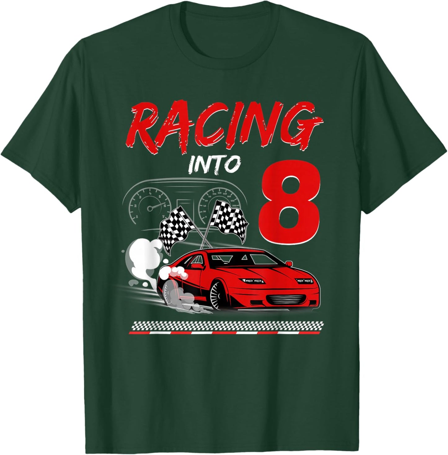 Racing into 8 Year Old Birthday Race Car 8th Boy Party T-Shirt - T-Shirt | Forest