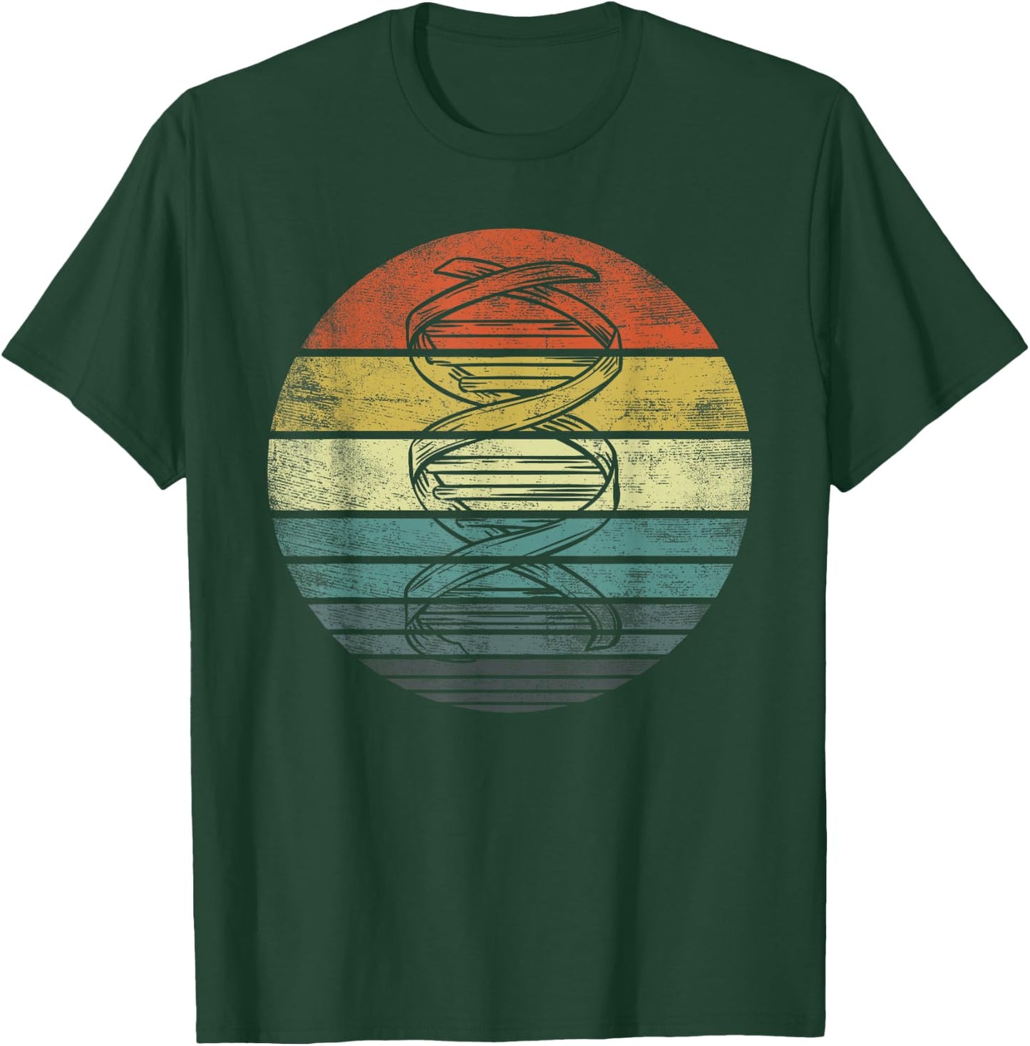 DNA Genetics Gifts Retro Sunset Science Biology Genealogy T-Shirt - T-Shirt | Forest