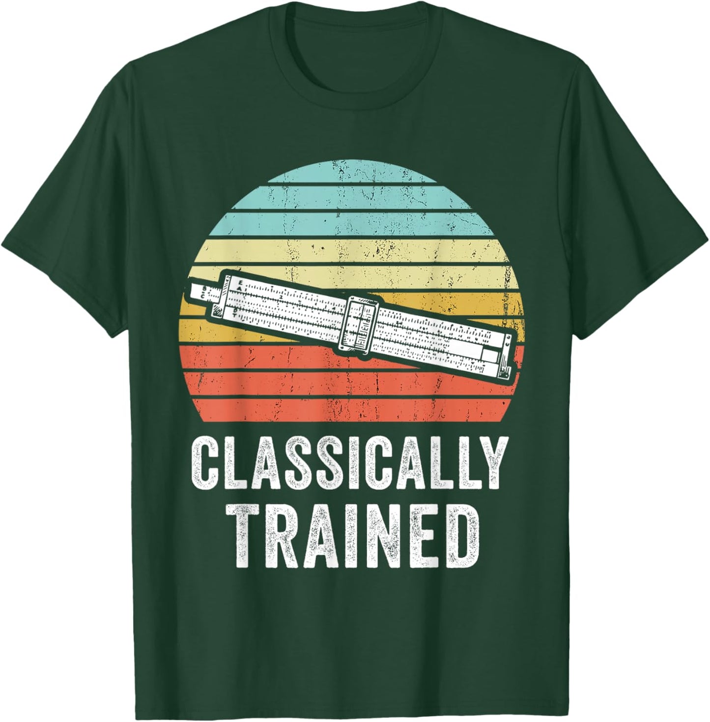 Classically Trained Slide Rule Mechanical Analog Calculator T-Shirt - T-Shirt | Forest