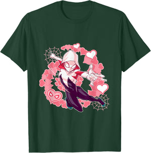 Marvel Spider-Man Into The Spider-Verse Gwen Stacy Hearts T-Shirt - T-Shirt | Forest