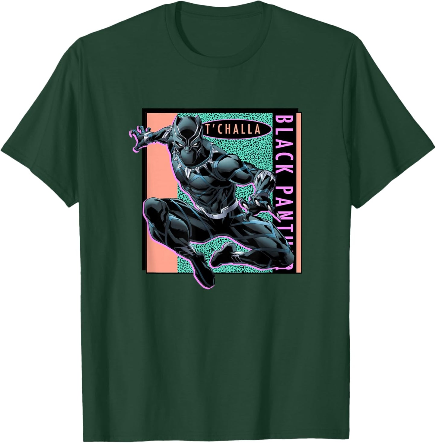 Marvel Comics Retro Classic T'Challa Black Panther 90's Logo T-Shirt - T-Shirt | Forest
