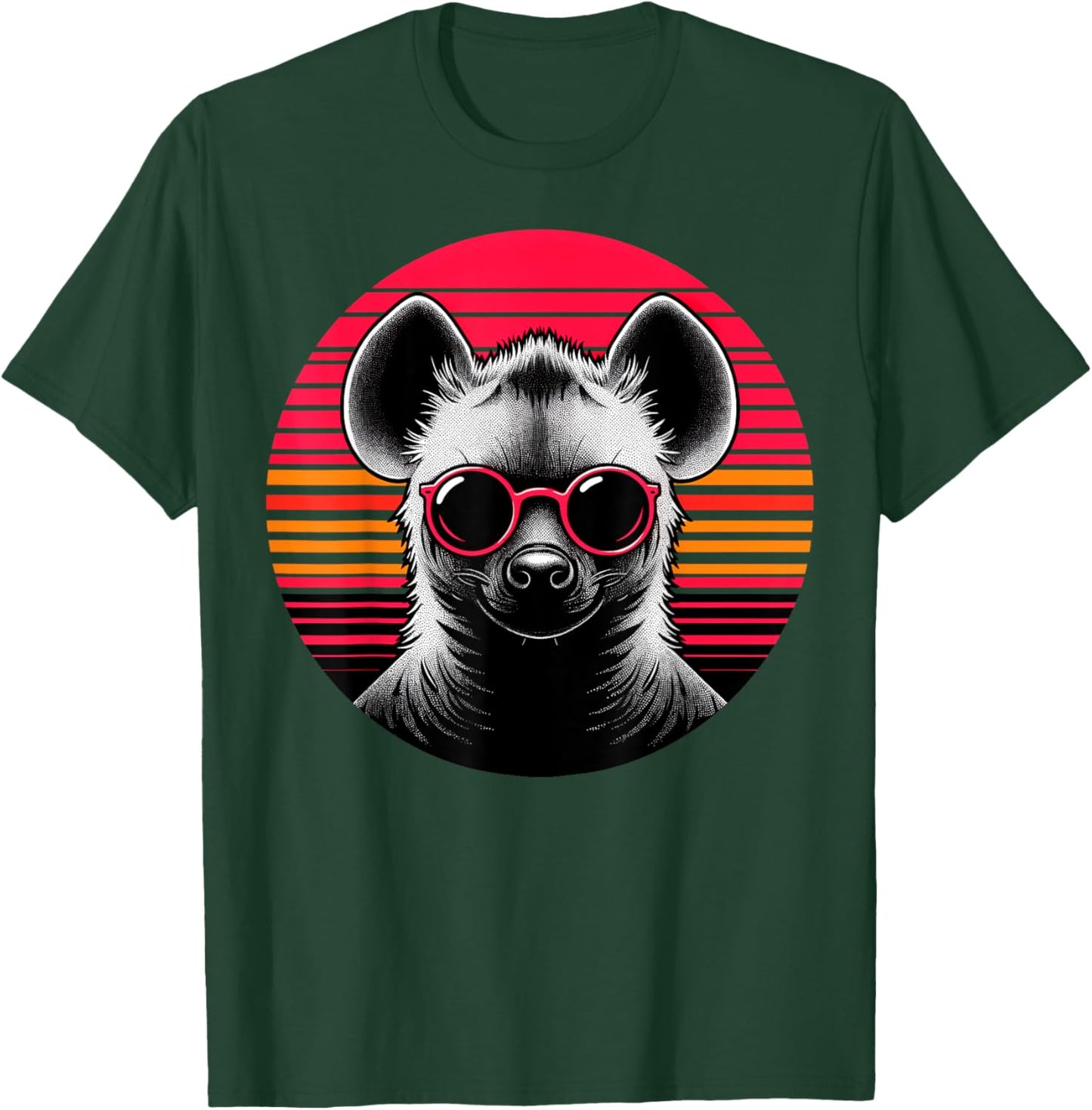 Hyena Retro Vintage Sunset Animal Sunglasses 70s T-Shirt - T-Shirt | Forest
