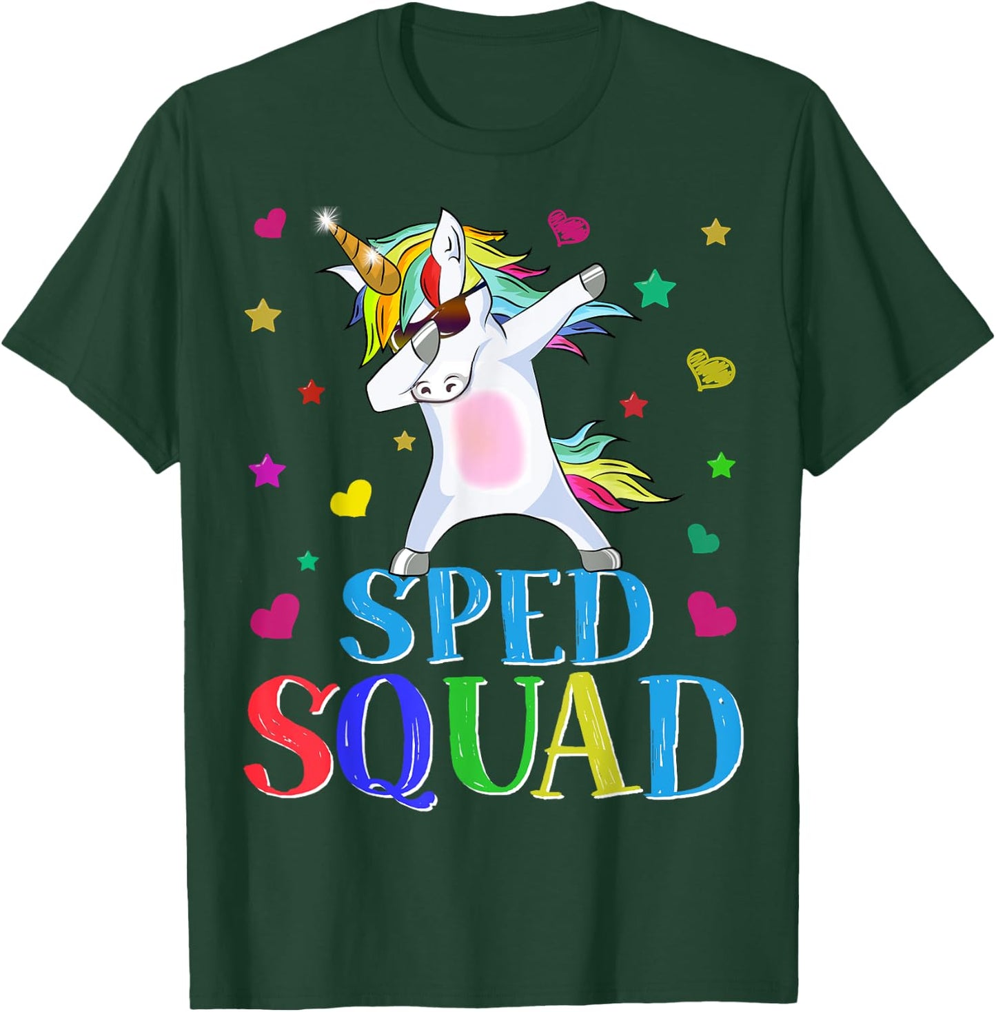 SPED Squad Special Education Unicorn Dab Teacher Gifts Women Girls Kids T-Shirt - T-Shirt | Forest