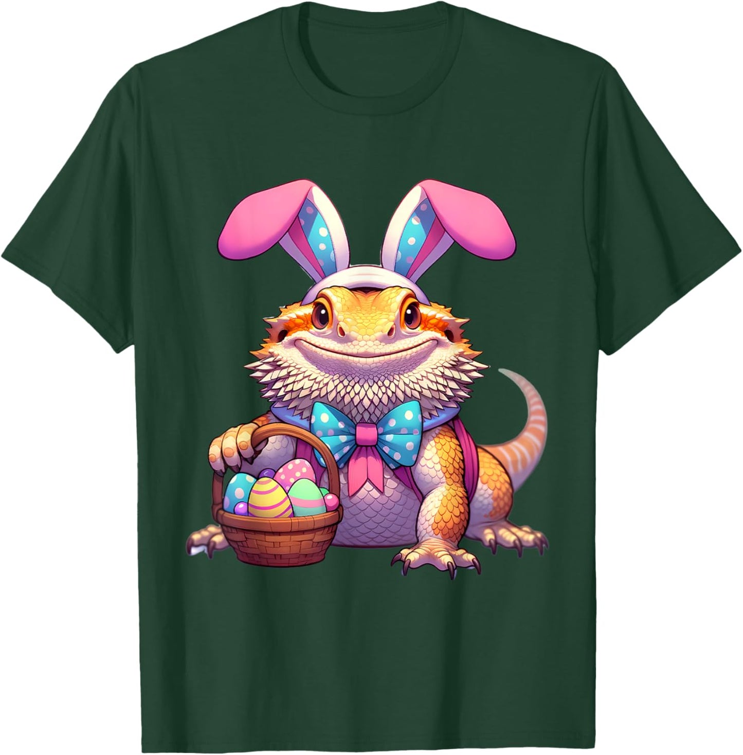 Easter Bearded Dragon Bunny Ears Eggs T-Shirt - T-Shirt | Forest