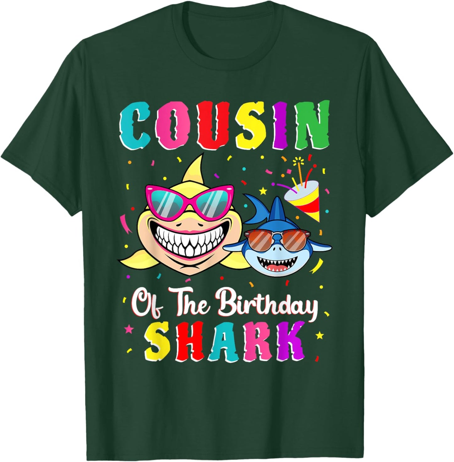 Cousin Of The Shark Birthday Family Matching Birthday Cousin T-Shirt - T-Shirt | Forest