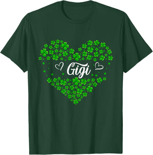 Gigi St. Patrick's Day Family Shamrocks Cute Hearts Shape T-Shirt - T-Shirt | Forest